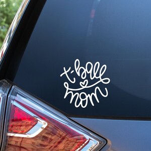 T-Ball Mom Heart Decal: Car Window Vinyl Sticker