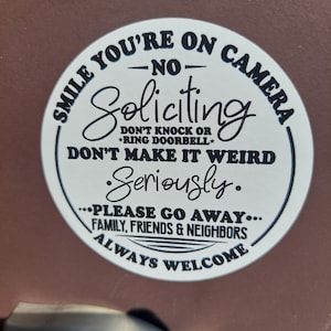 2 Decals Smile You're on Camera No Soliciting Sticker Funny Door Sign ...