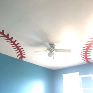 Baseball Stitching Stitches Wall Decal Ceiling Boys Bedroom Playroom Girls Softball Laces Sport Design Kids Childrens