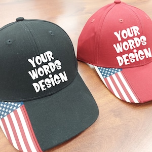 Custom USA Flag Baseball Hat Personalized Cap Men's Teen Boys Girls Women's Patriotic Americana Custom Gift Fathers Day