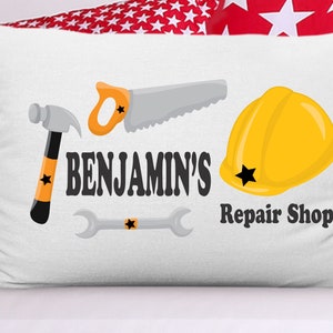 Personalized Tool Pillowcase: Construction Theme Bedroom Decor