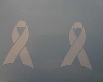Lung Cancer Awareness Ribbon Decals: White Stickers (Set of 16)