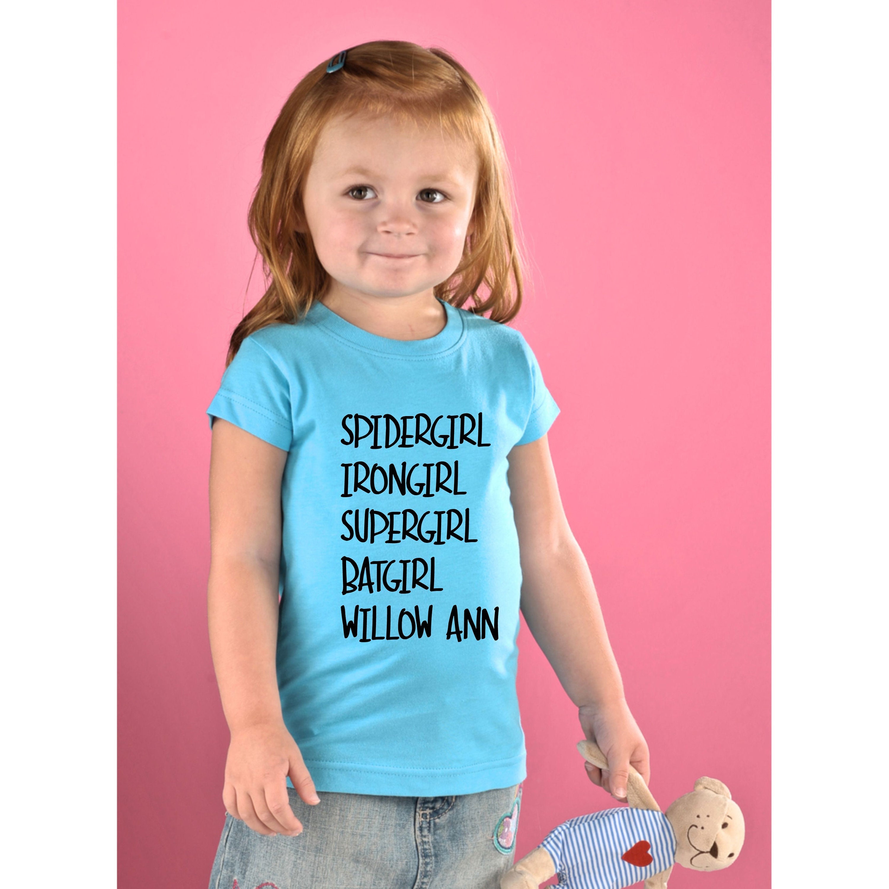 Superhero Shirt Girls Supergirl Spidergirl Batgirl Irongirl Boys