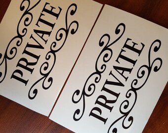 Private Scroll Vinyl Decal - Business Office Decor (Set of 2)
