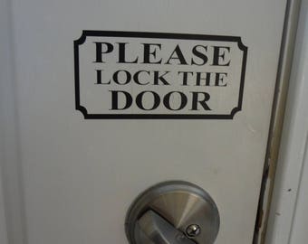 Please Lock the Door Decal Sign: DIY Vinyl Lettering - 4x2 in (set of 2 ...