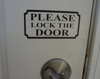 2 Please Lock the Door Decal Sign Wall DIY & Save Door Vinyl