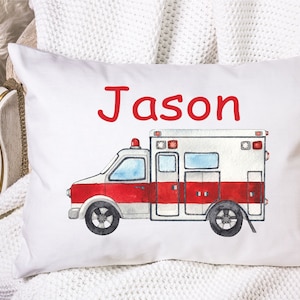 Personalized Ambulance Pillowcase: EMT Paramedic Gift, Kids Bedroom Decor
