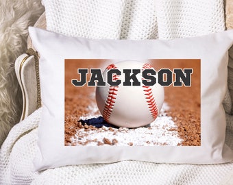 Baseball Stitches Pillowcase Laces Coach Gift Girls Boys Personalized for pillow Custom Name Teen Room Decor  Cover Safe Bases Foul Ball