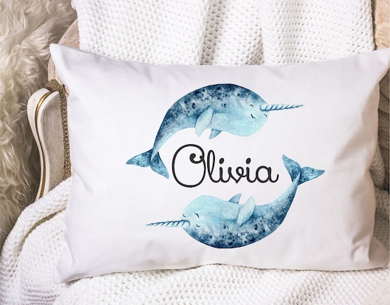 Narwhal Pillow Case Teen Girls Gift Ocean Theme Beach Room