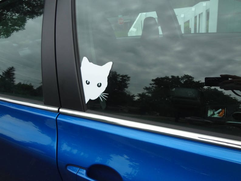 2 Cat Kitten Kitty Feline Decal Window Glass Sticker Gift Wall Car Phone Laptop Black Wall Decor Room Truck Van Bedroom Entry Way Door Glass image 5