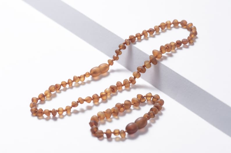 Baltic Amber teething necklace and bracelet set for babies