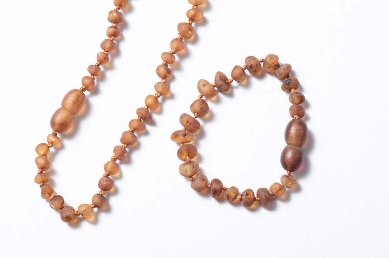 Baltic Amber teething necklace and bracelet set for babies