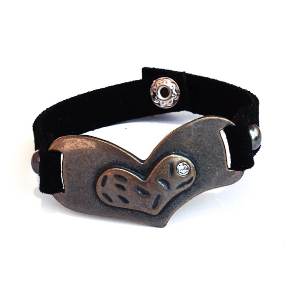 Vegan Suede Leather Bracelet with Heart