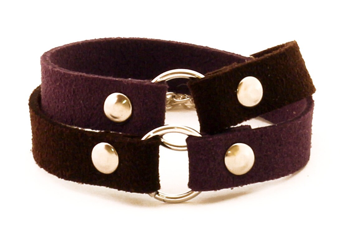 Vegan Suede Leather Wrap Bracelet in Purple and Brown Etsy