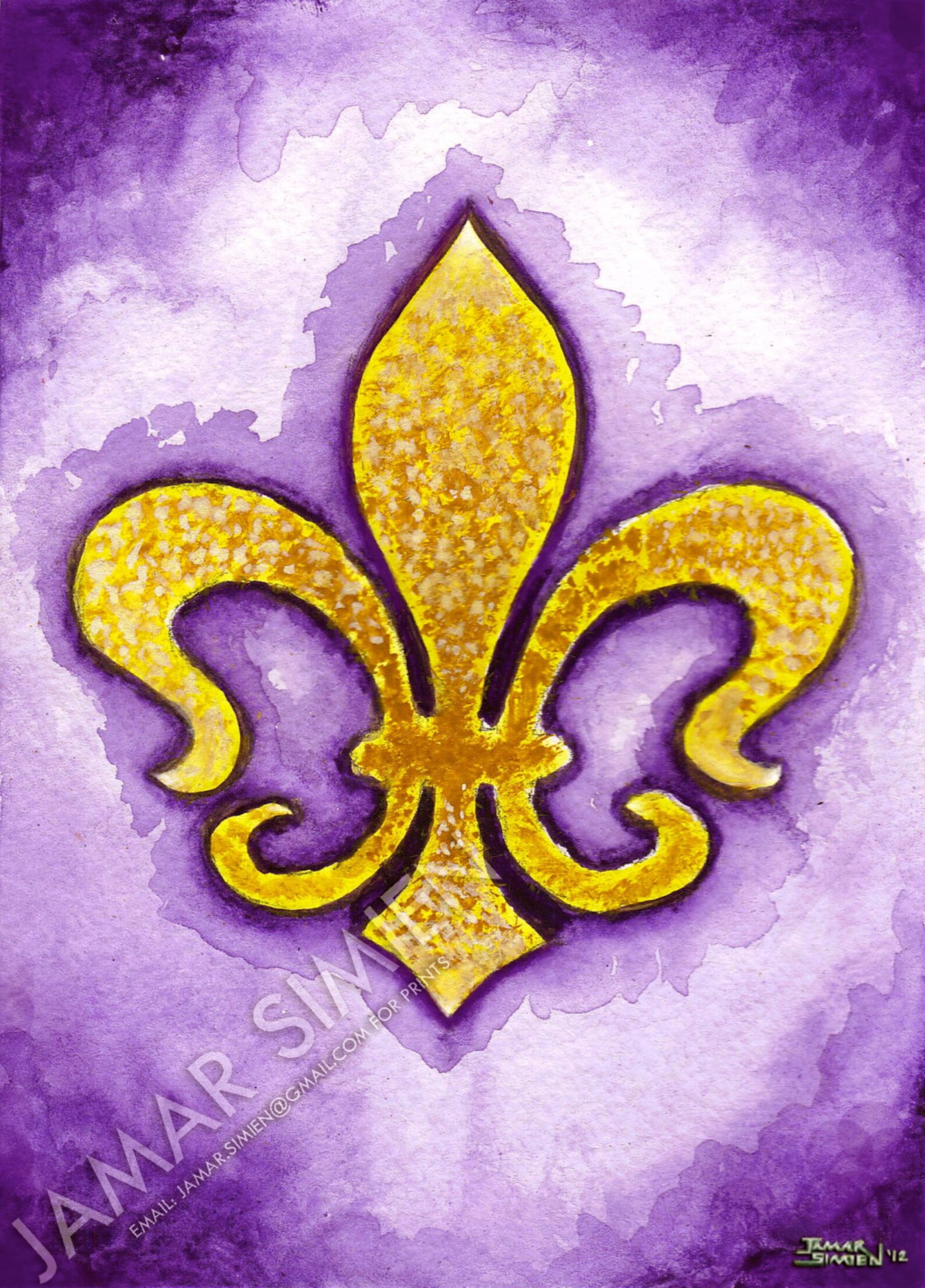 Fleur de lis flower lily watercolor painting Louisiana | Etsy