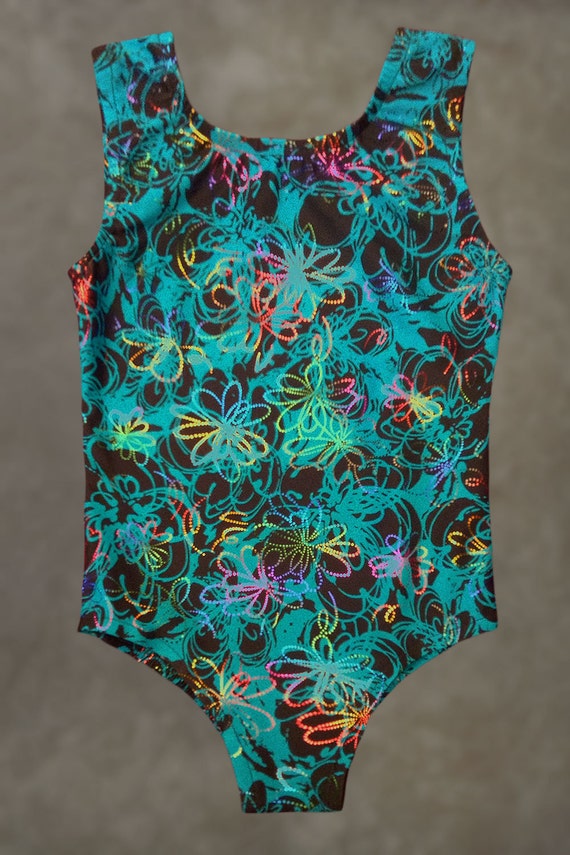 TROPICAL PRINT GYMNASTIC LEOTARD//SWIMSUIT Message in a Bottle fit American Girl