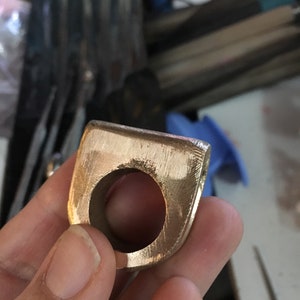 Bronze wide carved chunky band