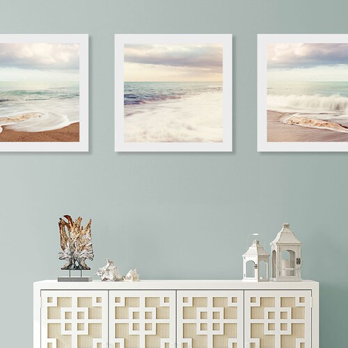 Beach Wall Art Print Set Art for Bathroom Ocean Wall Decor Etsy