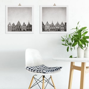 Set aus 2 drucken, Diptychon für Fotografie Drucke Brügge Gebäude Architektur, Büro Wall Art Print Set, Geschenk für ihn, Geschenk für Architekten