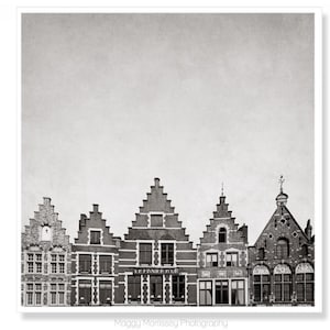 Monochrome Art Print of Bruges, Belgium, Perfect Living Room Art or Gift for Traveller, Brugge, Picturesque, Wanderlust image 1