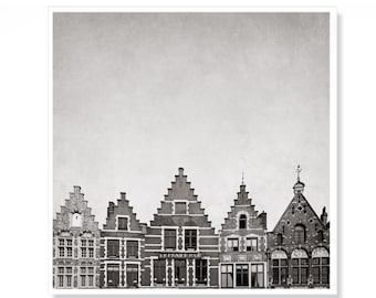 Monochrome Art Print of Bruges, Belgium, Perfect Living Room Art or Gift for Traveller, Brugge, Picturesque, Wanderlust