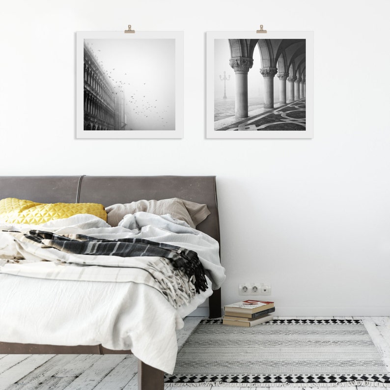 Print set of 2 art prints, Black and White Venice Photography Prints, Gifts Under 50 for Her, Diptych, Italian Artwork, Housewarming Gift image 2