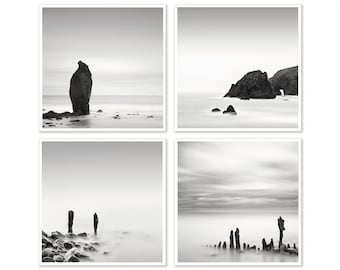 Black and White Art Print Set, Set of 4 Wall Art Prints, Irish Art, Coastal Art Print Set, Made In Ireland, Home Office Decor