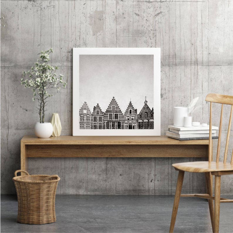 Monochrome Art Print of Bruges, Belgium, Perfect Living Room Art or Gift for Traveller, Brugge, Picturesque, Wanderlust image 9
