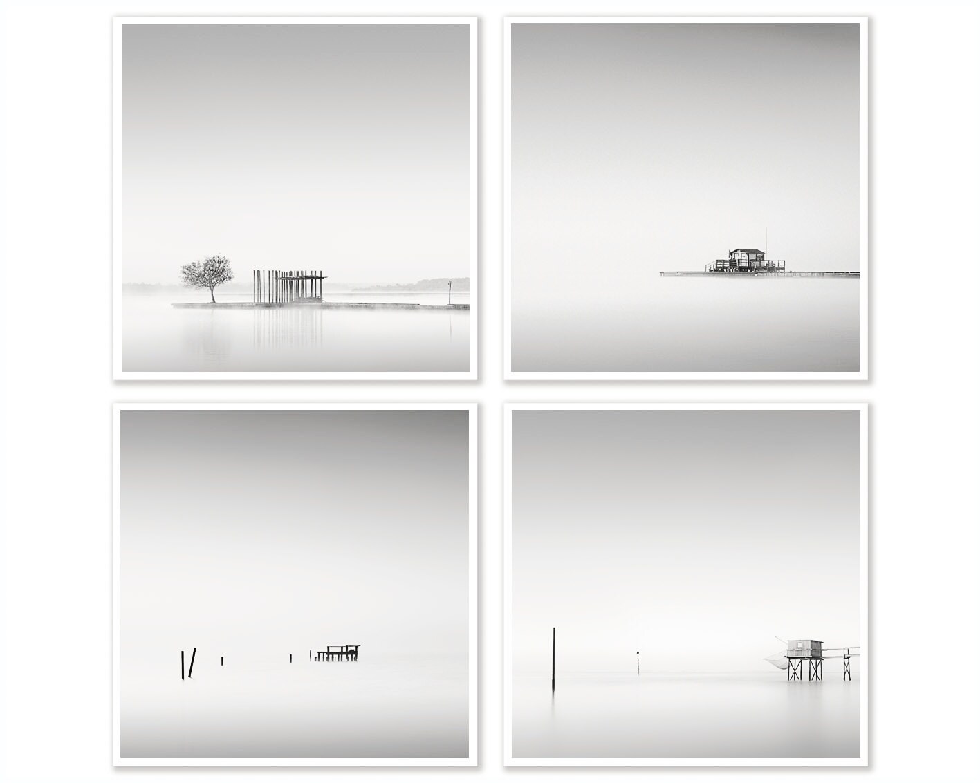 Black and White Wall Art Set of 4 Prints Minimalist Wall Art | Etsy