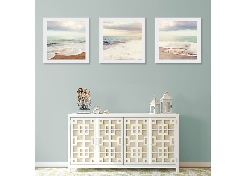 Beach Wall Art Print Set Art for Bathroom Ocean Wall Decor Etsy