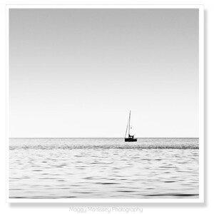 Sailboat Contemporary Art Print, Nautical Wall Art Decor, Minimalist Sailing Housewarming Gift, Spa Decor