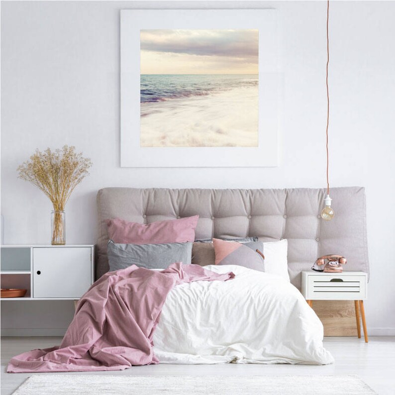 Beach Photography Wall Art Print Bedroom Wall Art Ocean Photography Gift for Her Signed Art Pastel Decor Wave Art Beach House Decor