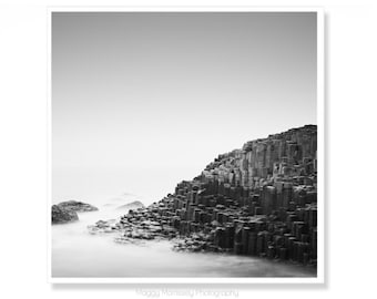 The Giants Causeway Art Print, Black and White Photograph, Irish Art Gift or Bedroom Decor, Northern Ireland Photography, Coastal Wall Art