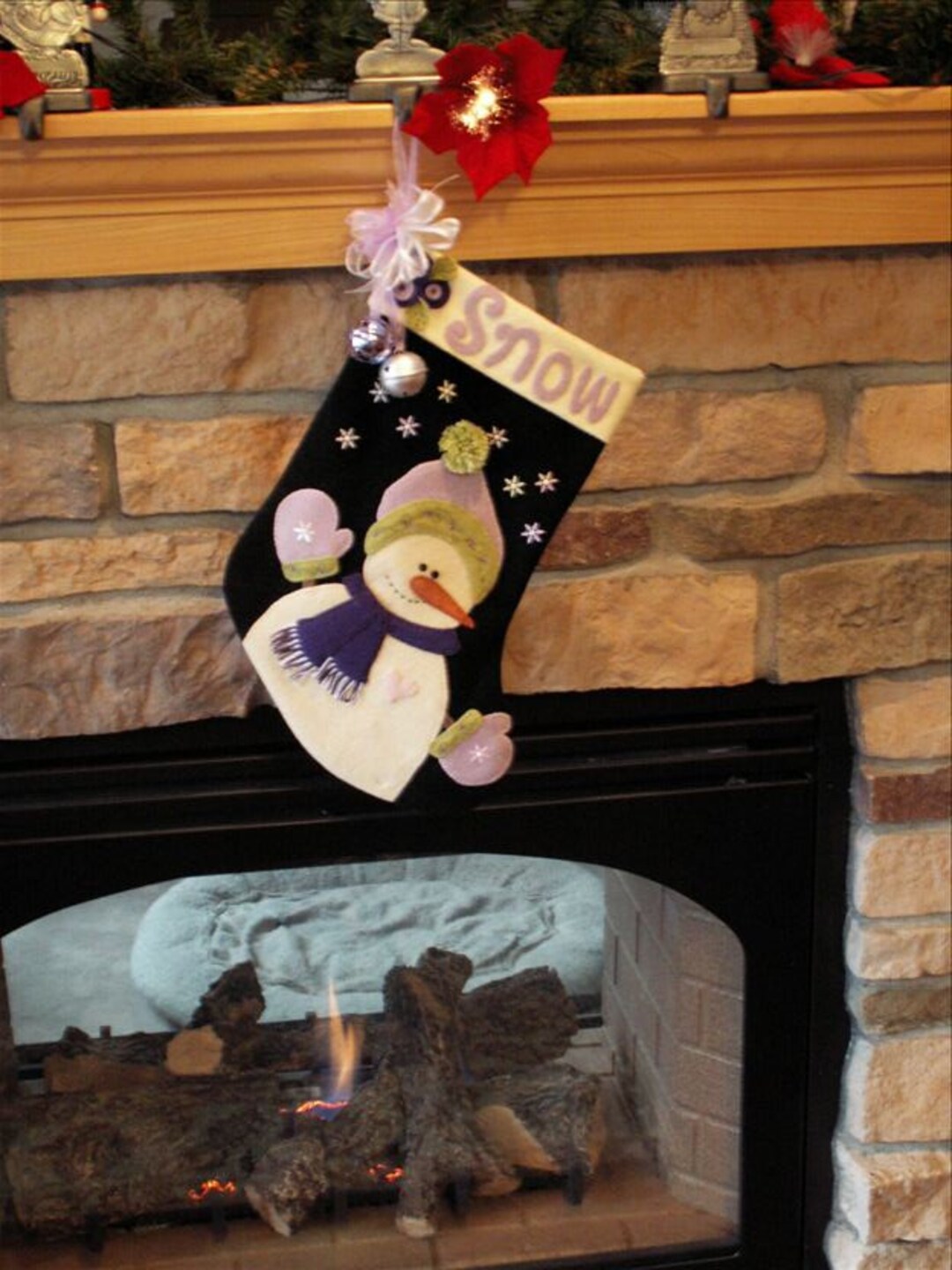 Wool Applique Christmas Stocking Etsy