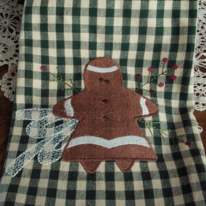 Gingerbread girl machine embroidery on kitchen towel