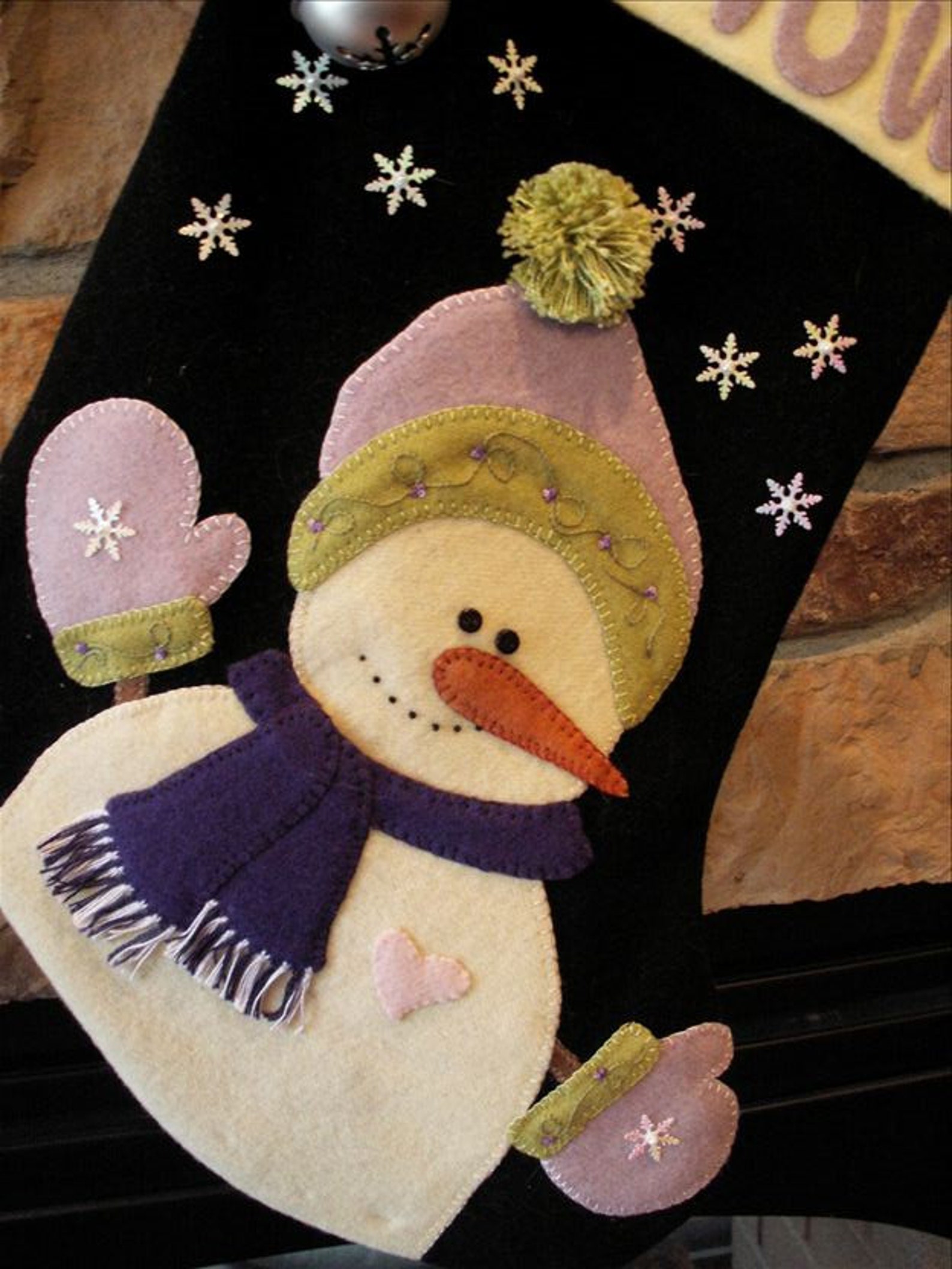 Wool Applique Christmas Stocking Etsy
