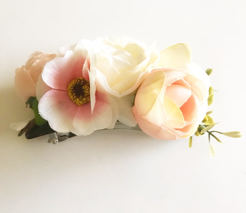 Ivory Flower Hair Clip Blush Colored Floral Hair Clips for Bridesmaids Flower Crown for Bride Peony Floral Clips Pink Bridal Hair Clip