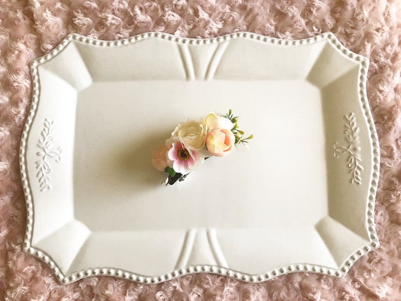 Ivory Flower Hair Clip Blush Colored Floral Hair Clips for Bridesmaids Flower Crown for Bride Peony Floral Clips Pink Bridal Hair Clip
