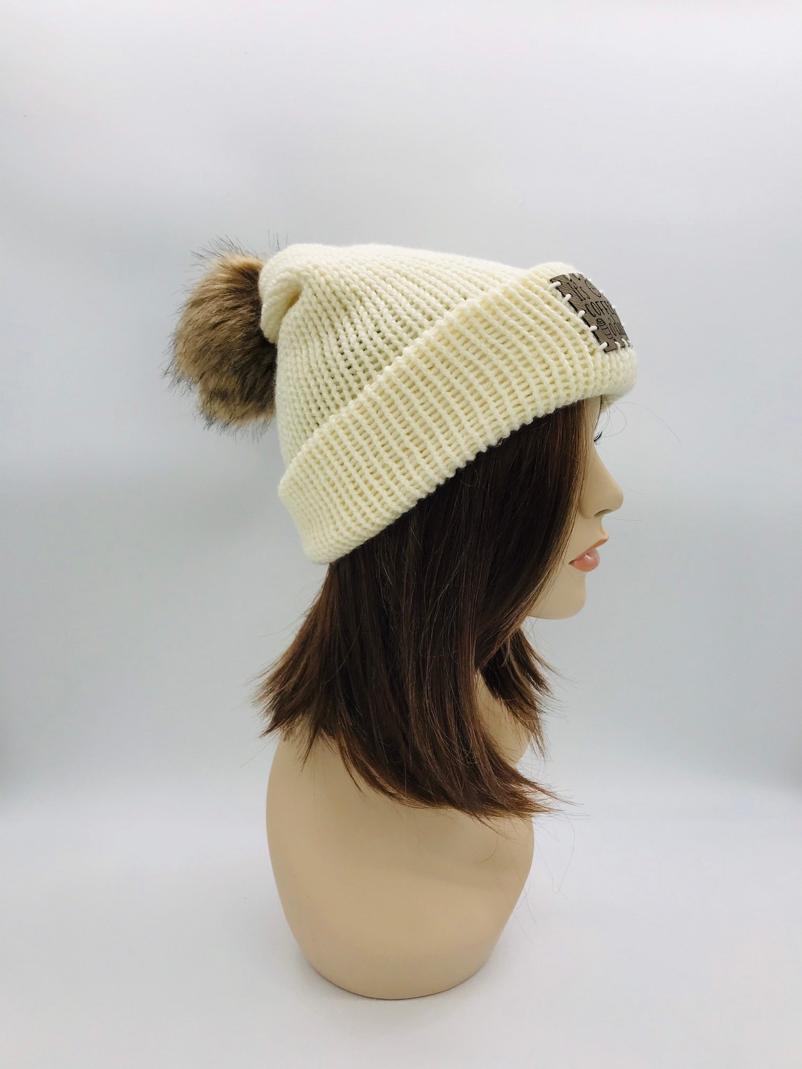 brown and cream beanie
