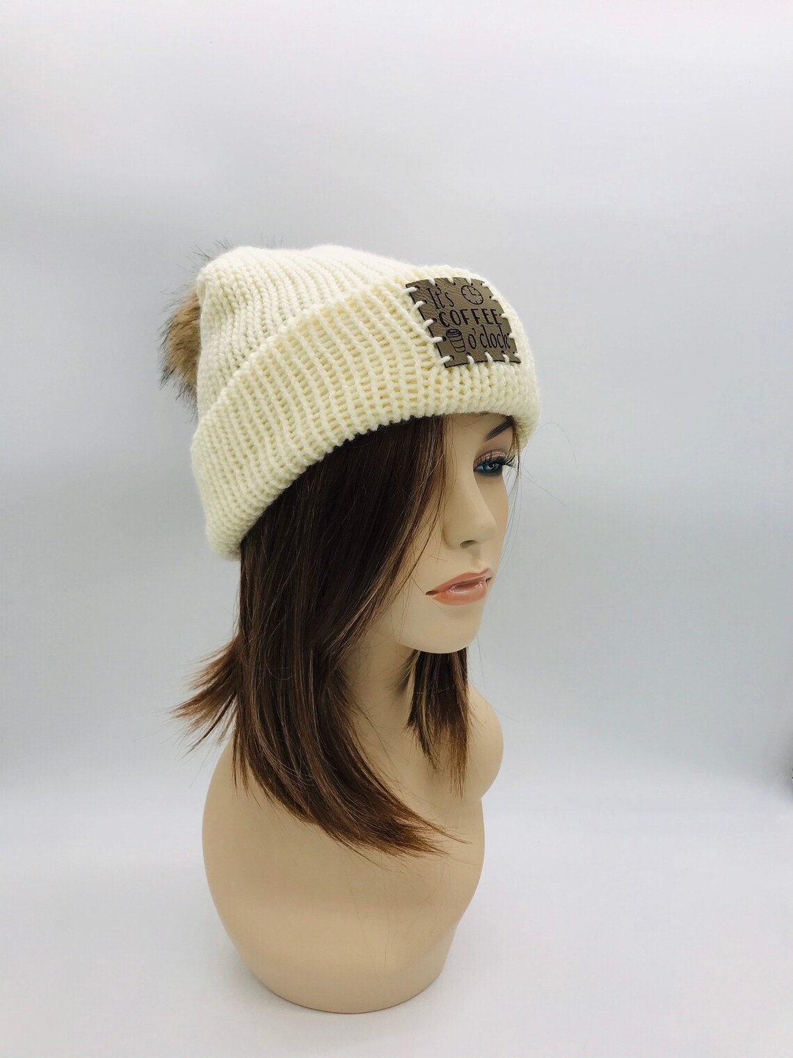 brown and cream beanie