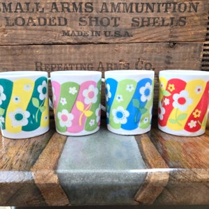 Collection of 4 Vintage Westwood Blossom Groovy Ceramic Floral Coffee Mugs