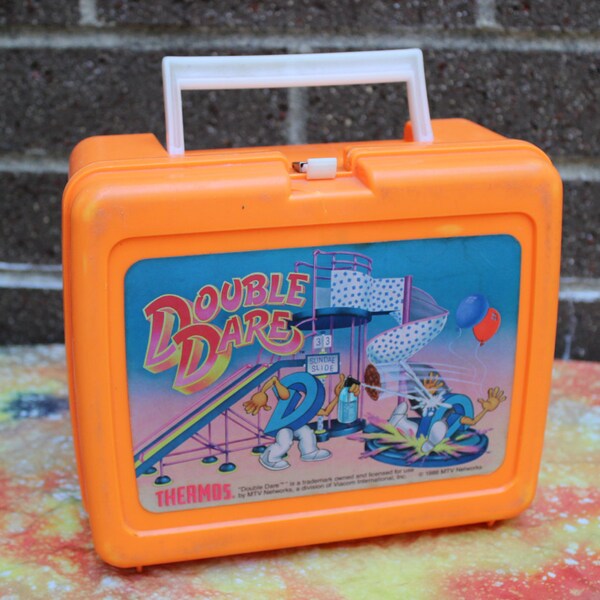 Orange 1988 Double Dare Plastic Lunch Box