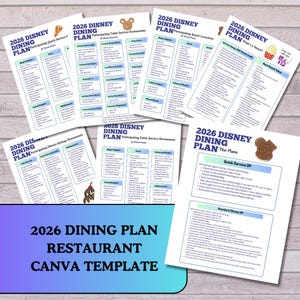 UPDATED! 2026 WDW Dining Plan Restaurant Guide | Canva Template (Digital)
