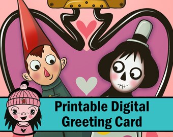 Wirt and Sarah Valentine - Over the Garden Wall - Fanart - Printable Greeting Card/Digital Download