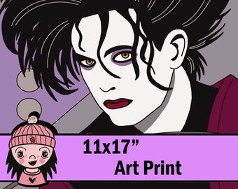 Robert Smith Messy Hair - 11x17" Art Print - 80s, goth, new wave, the cure, fanart, patrick nagel-style, pop art