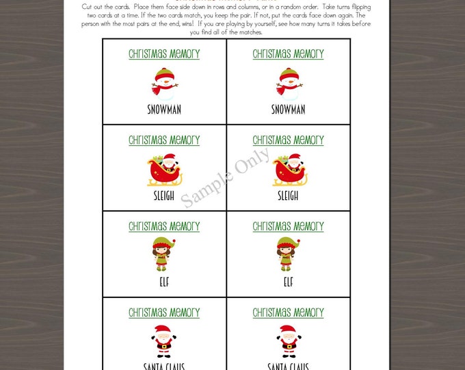 Family- and Kid-friendly Christmas Memory Printable Christmas Memory Game Easy to Print Christmas Game Fun Memory Game for Kids Christmas