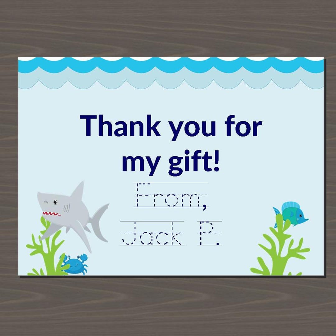 Shark Thank You Notes, Shark Stationery, Shark Note Cards, Custom Thank ...