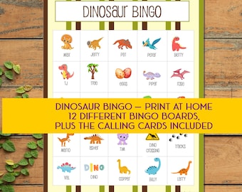 Dinosaurier Bingo Spiel: Party Aktivität (12 Bretter) (Digitaler Download)