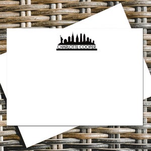 New York City Skyline Personalized Notecards, NYC Stationery | High Quality Cards + Envelopes, Customized with Your Name