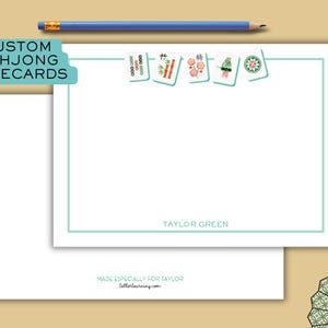 Personalized Mahjong Notecards | Custom Mahjong Stationery Set | Mahjongg Note Cards | Mah jongg Gift Ideas | 10 Cards | Mahjong Party Idea